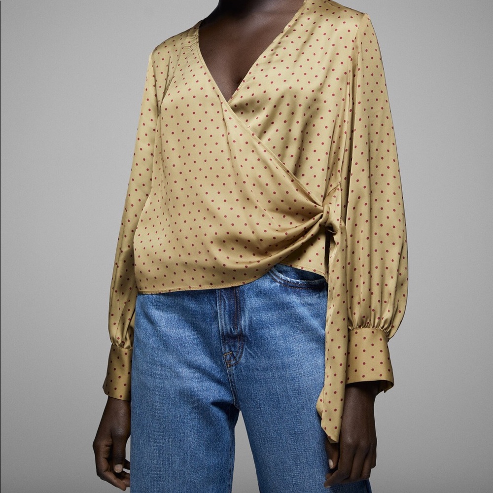 Zara SATIN EFFECT POLKA DOT BLOUSE